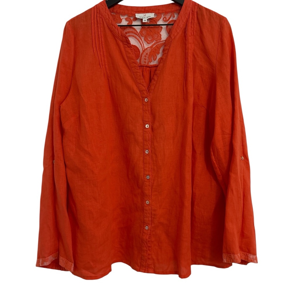 Women's Orange Button-Up Top